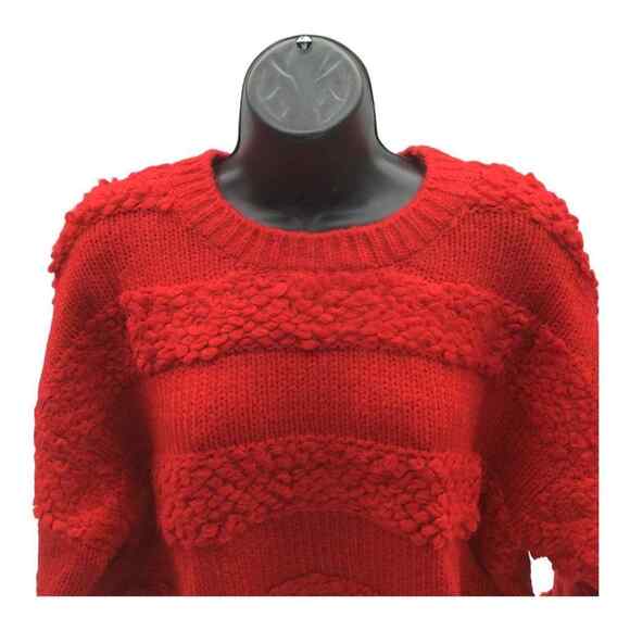 DKNY Sweater Women's Size Large Red Textured Stripe Long Sleeves - Picture 1 of 16
